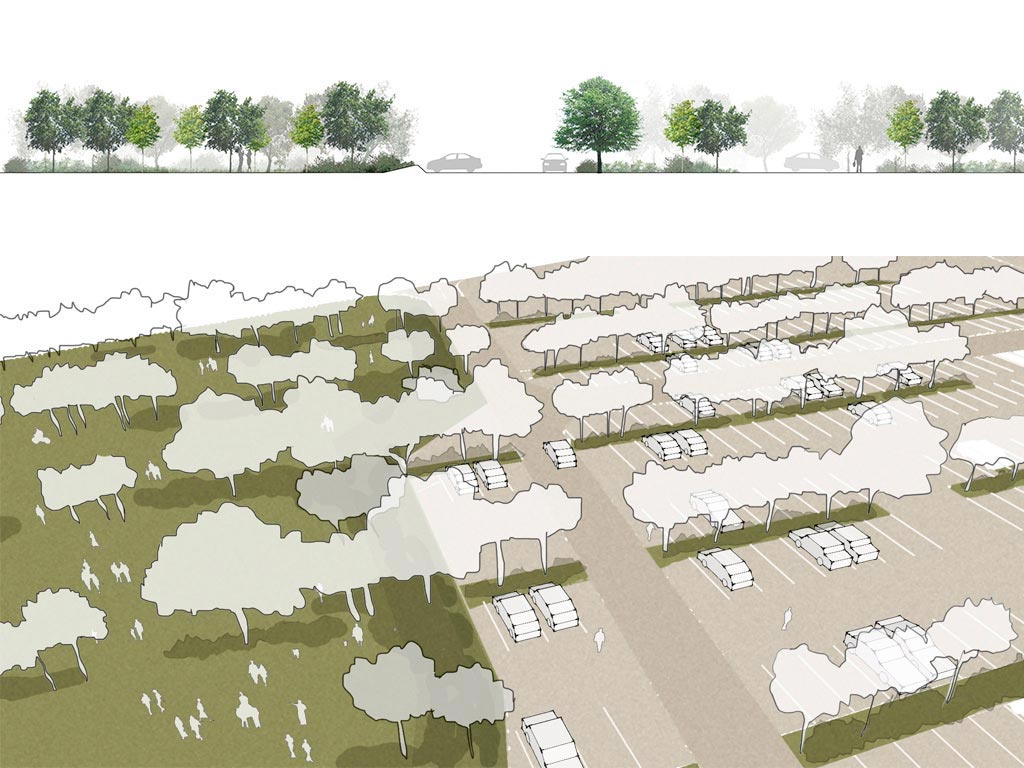 Masterplan para el nuevo hospital de Pordenone - vista parking